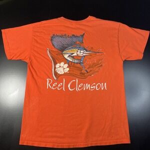Clemson Tigers - Reel Clemson Football -Orange - Fishing T-Shirt Mens Large